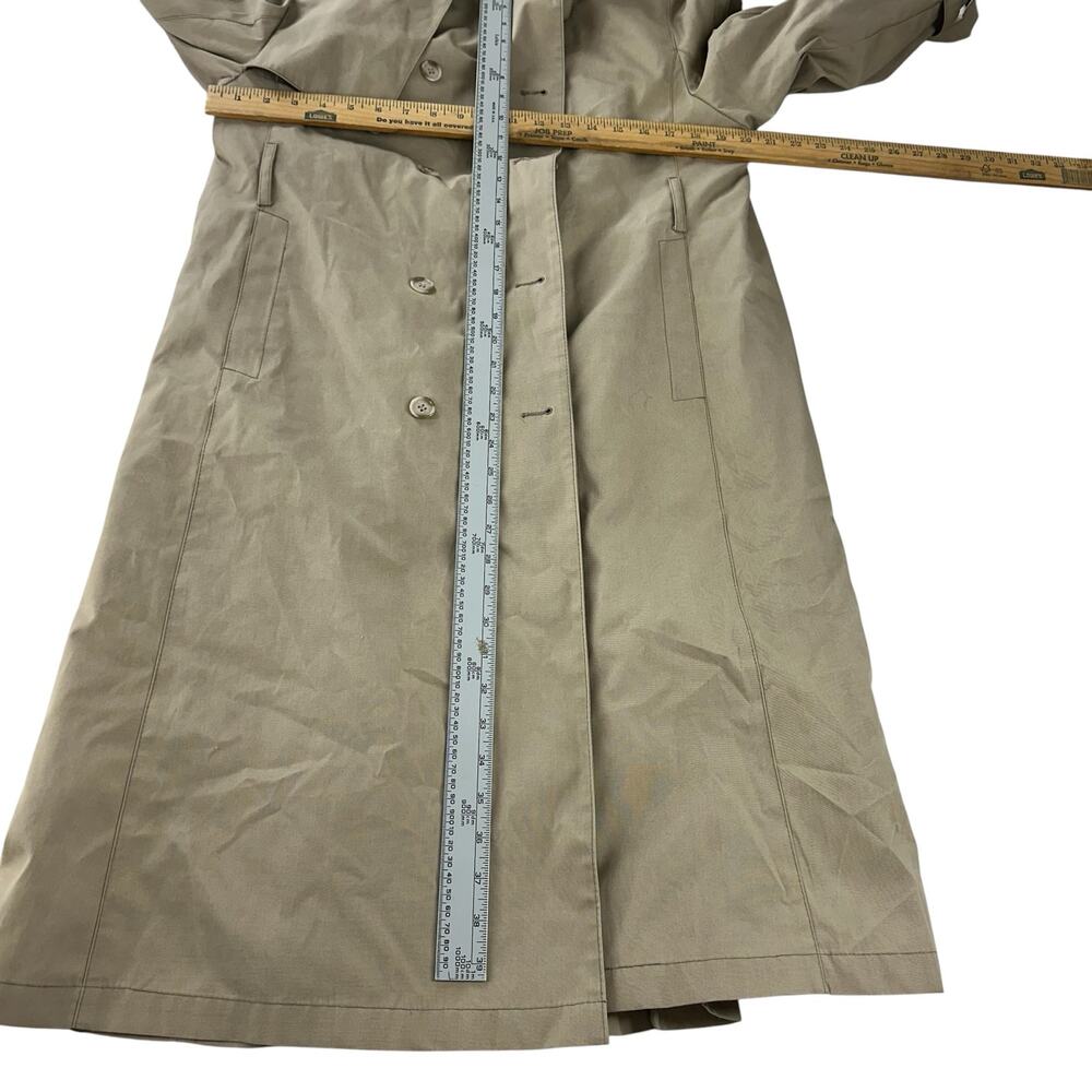 Vintage London Fog Coat Womens Size Large Wool Beige Navy Plaid Removable Lining - Picture 8 of 13